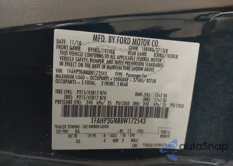 2011 Ford Focus Ses z USA, uszkodzony, nr VIN 1FAHP3GN8BW172543